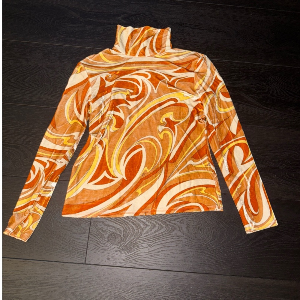 Emilio Pucci Vibrant Orange Swirl Long Sleeve Top